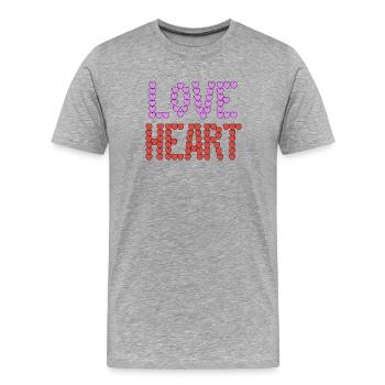 Love Heart-Typografie - Männer Premium Bio T-Shirt - Grau meliert - Vorne - Damien (186cm)