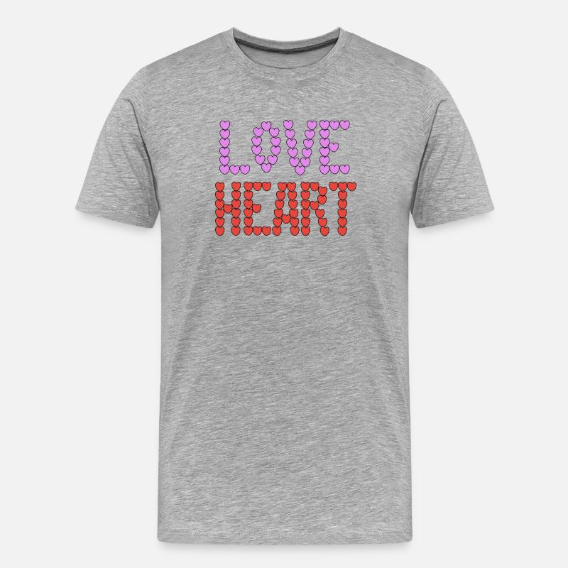 Love Heart-Typografie - Männer Premium Bio T-Shirt - Grau meliert