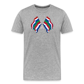Gekreuzte Schier-Flaggen – Island Pride - Männer Premium Bio T-Shirt - Grau meliert - Vorne - Damien (186cm)