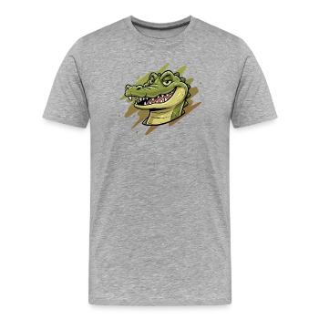 Crocodile Cartoon Head - Men's Premium Organic T-Shirt - heather grey - Front - Damien (186cm)
