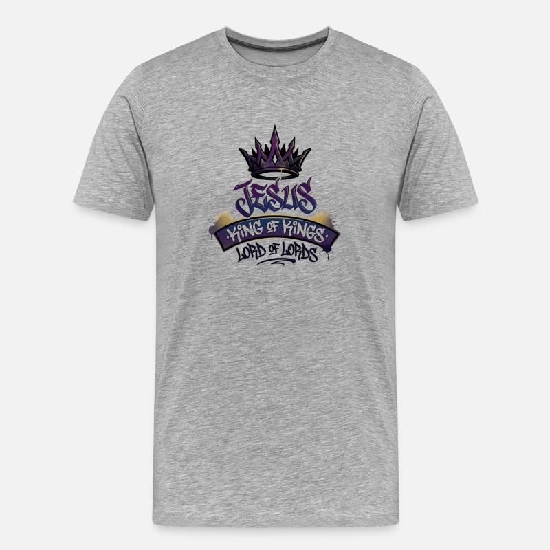 Jesus König der Könige  - Männer Premium Bio T-Shirt - Grau meliert
