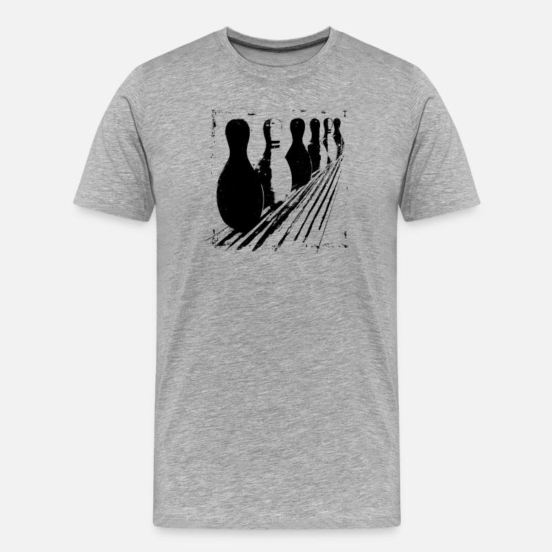 Bowling - Männer Premium Bio T-Shirt - Grau meliert