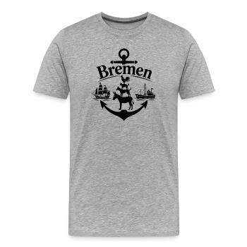 Bremen - Männer Premium Bio T-Shirt - Grau meliert - Vorne - Damien (186cm)