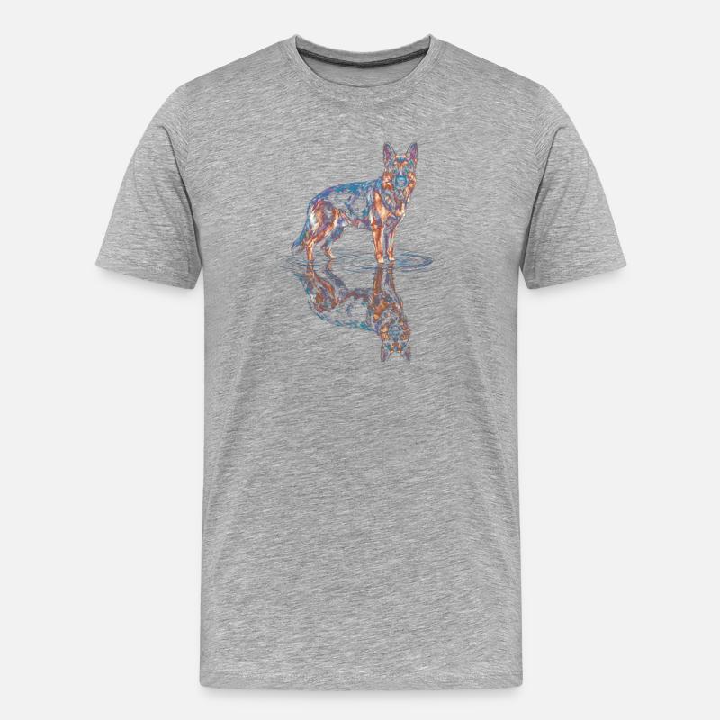 German Shepherd with Water Reflection - Men's Premium Organic T-Shirt - heather grey