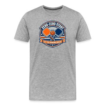 Zero-Zero-Start Trinkbadge - Männer Premium Bio T-Shirt - Grau meliert - Vorne - Damien (186cm)