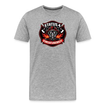 Status 4 Einsatzbereit Logo - Männer Premium Bio T-Shirt - Grau meliert - Vorne - Damien (186cm)