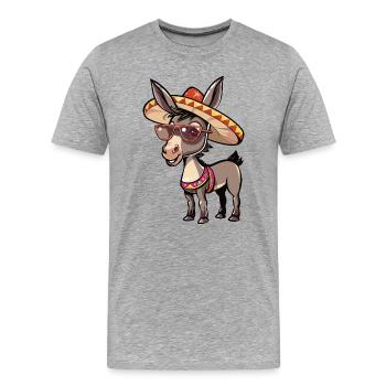 Sombrero drôle d’âne - T-shirt bio Premium Homme - gris chiné - Devant - Damien (186cm)