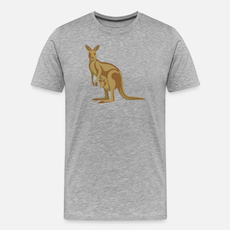 Känguru Mutter mit Nachwuchs - Männer Premium Bio T-Shirt - Grau meliert
