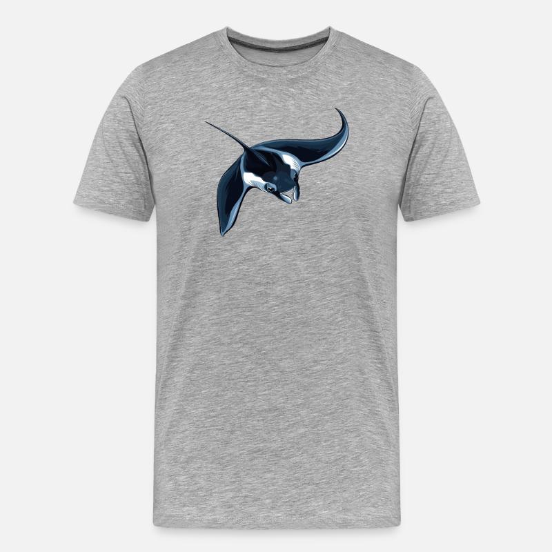 Rochen Mantarochen - Männer Premium Bio T-Shirt - Grau meliert