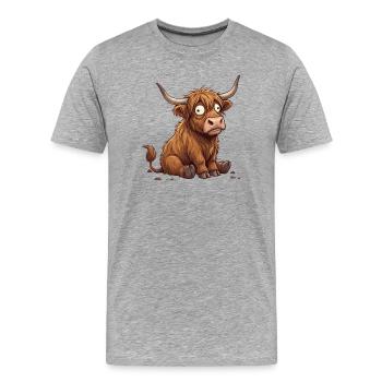 Rustikale erstaunte Cartoon-Rinder - Männer Premium Bio T-Shirt - Grau meliert - Vorne - Damien (186cm)