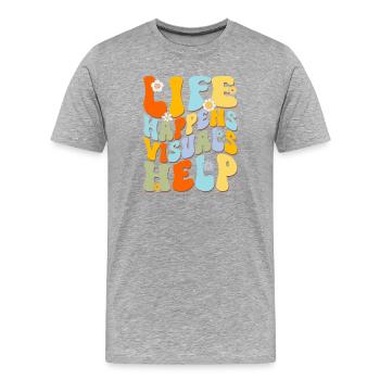 Lebensfreude bunte Buchstaben - Männer Premium Bio T-Shirt - Grau meliert - Vorne - Damien (186cm)