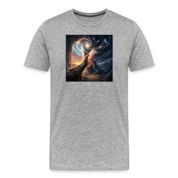 Celestial Handshake Fantasy Portal Art - Men's Premium Organic T-Shirt - heather grey - Front - Damien (186cm)