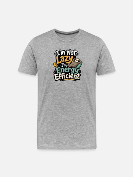 Energy Efficient Sloth Humor - Men's Premium Organic T-Shirt - heather grey