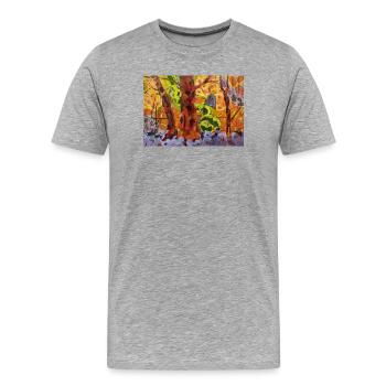 Le parc d’automne dans l’abstraction des couleurs - T-shirt bio Premium Homme - gris chiné - Devant - Damien (186cm)