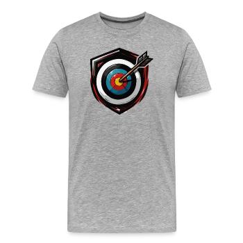 Pfeil trifft Zentrum Bullseye - Männer Premium Bio T-Shirt - Grau meliert - Vorne - Damien (186cm)