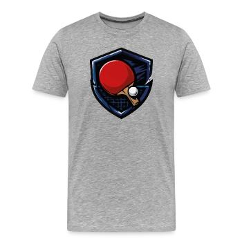 Tischtennis Shield mit Ball - Männer Premium Bio T-Shirt - Grau meliert - Vorne - Damien (186cm)