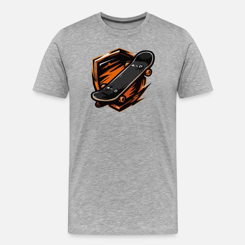 Flammendes Skateboard-Motiv - Männer Premium Bio T-Shirt - Grau meliert