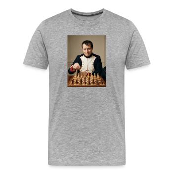 Napoleon plays chess. - Men's Premium Organic T-Shirt - heather grey - Front - Damien (186cm)
