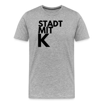 STADT MIT K, KÖLN SCHWARZ, KÖLLE, IKONISCH, RHING - Männer Premium Bio T-Shirt - Grau meliert - Vorne - Damien (186cm)