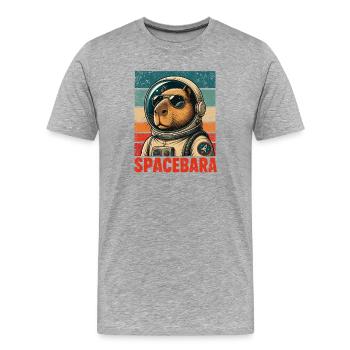  Spacebara Capybara Astronaut Weltraum Retro - Männer Premium Bio T-Shirt - Grau meliert - Vorne - Damien (186cm)