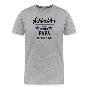 Schlachter Bester Papa Vatertag Geburtstag - Männer Premium Bio T-Shirt - Grau meliert - Vorne - Damien (186cm)