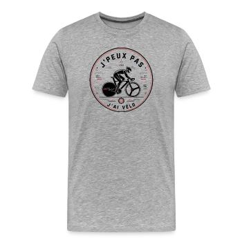 J’Peux Pas J’Ai Vélo Performance Edition - T-shirt bio Premium Homme - gris chiné - Devant - Damien (186cm)