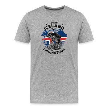 Iceland Fishing Tour | 2026 Gift - Men's Premium Organic T-Shirt - heather grey - Front - Damien (186cm)