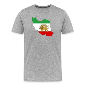 Unisex The Lion & Sun Flagge, Persien, Iran - Männer Premium Bio T-Shirt - Grau meliert - Vorne - Damien (186cm)