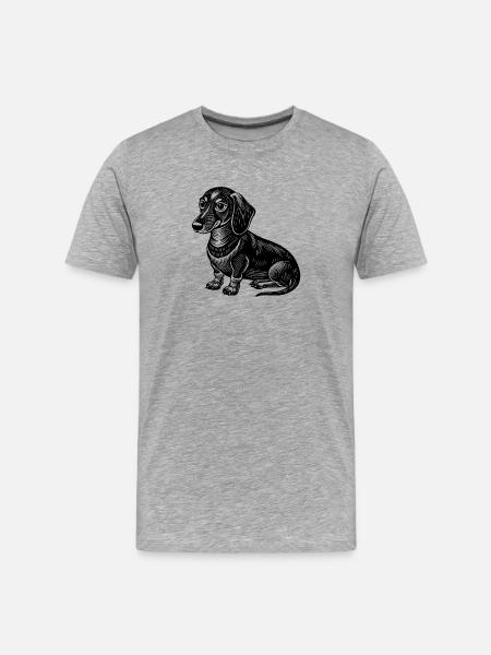 Teckel assis - T-shirt bio Premium Homme - gris chiné