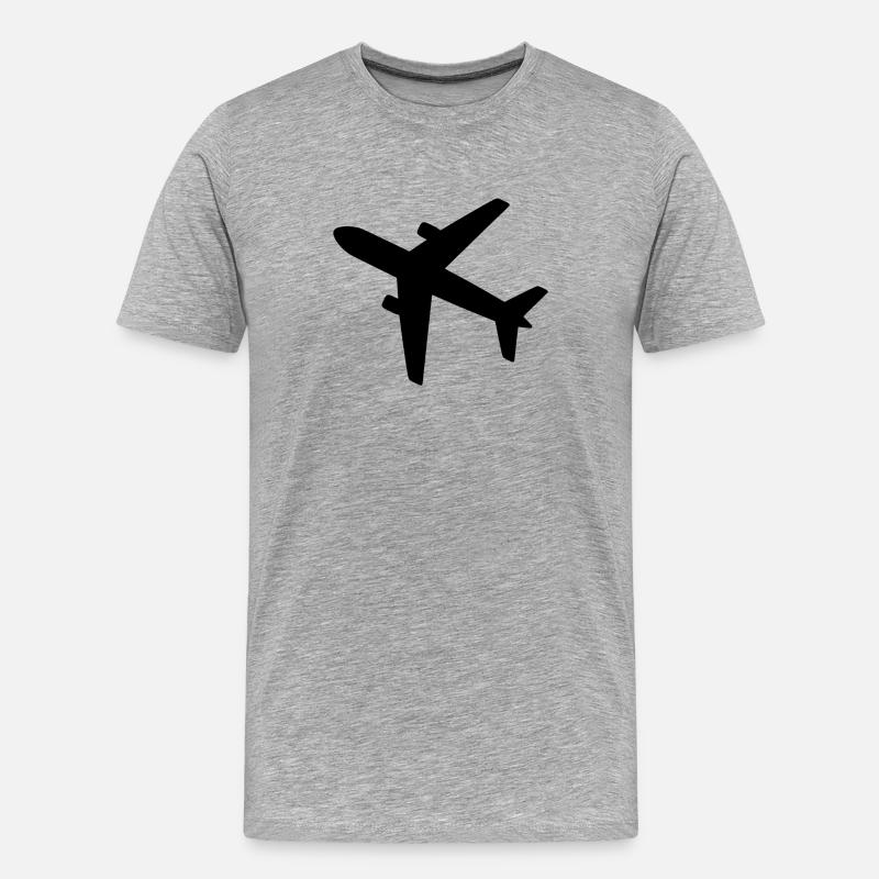 Flugzeug - Männer Premium Bio T-Shirt - Grau meliert
