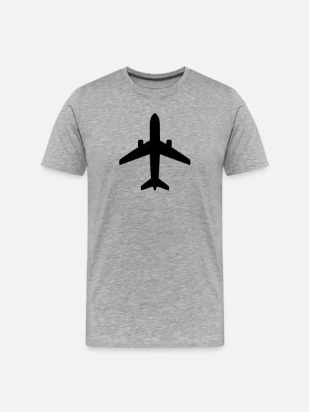 Flugzeug - Männer Premium Bio T-Shirt - Grau meliert