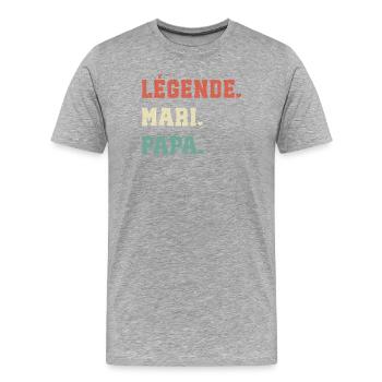 Legend Husband Papa Gift for Papa - Men's Premium Organic T-Shirt - heather grey - Front - Damien (186cm)