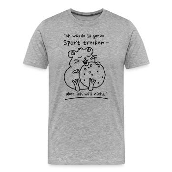 Hamster mit Keks - Männer Premium Bio T-Shirt - Grau meliert - Vorne - Damien (186cm)
