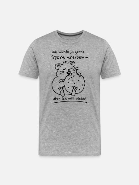 Hamster mit Keks - Männer Premium Bio T-Shirt - Grau meliert