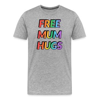 câlins gratuits pour maman - T-shirt bio Premium Homme - gris chiné - Devant - Damien (186cm)