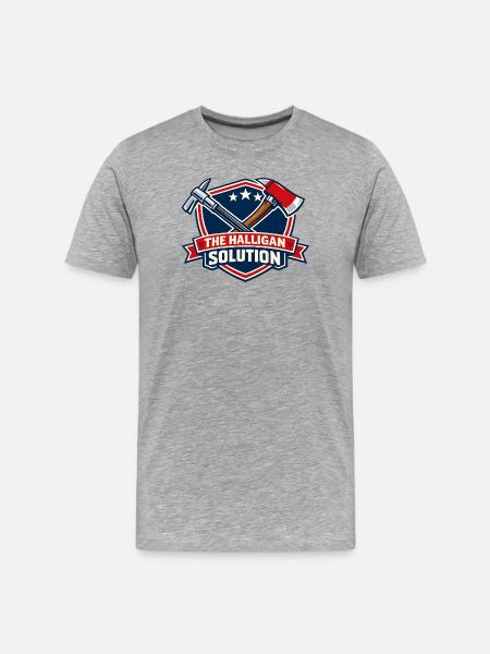 Graphisme de bouclier de solution Halligan - T-shirt bio Premium Homme - gris chiné