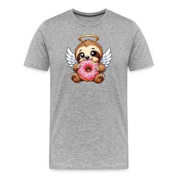 Mignons paresseux avec des ailes auréole d’ange - T-shirt bio Premium Homme - gris chiné - Devant - Damien (186cm)
