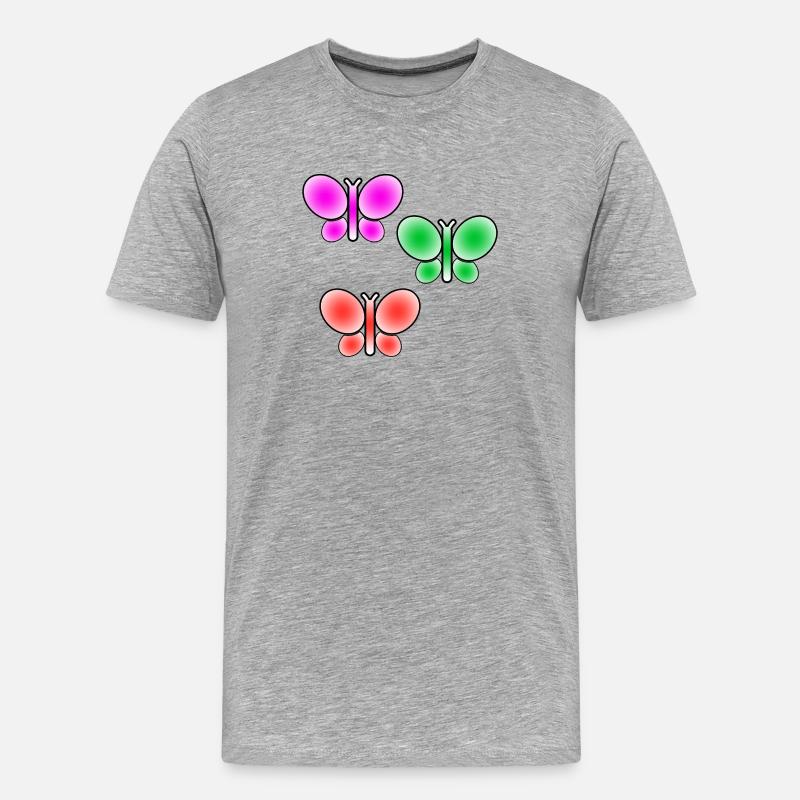 Schmetterlinge - Männer Premium Bio T-Shirt - Grau meliert
