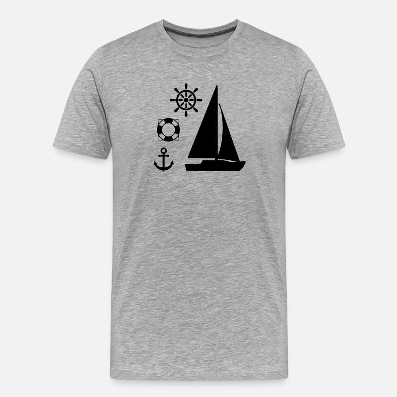 Segeln - Männer Premium Bio T-Shirt - Grau meliert