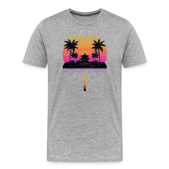Vaporwave Synthwave Retro Pixel Aesthetic Design - Männer Premium Bio T-Shirt - Grau meliert - Vorne - Damien (186cm)