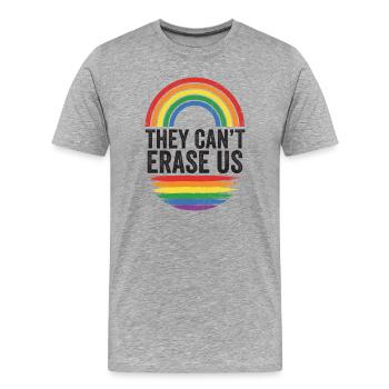 LGBTQ Pride Month - They Cant Erase Us - Men's Premium Organic T-Shirt - heather grey - Front - Damien (186cm)