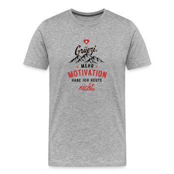 Motivation nicht – Herzrot Script - Männer Premium Bio T-Shirt - Grau meliert - Vorne - Damien (186cm)