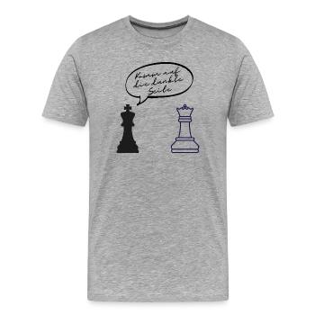KOMM AUF DIE DUNKLE SEITE – LUSTIGER SPRUCH SCHACH - Männer Premium Bio T-Shirt - Grau meliert - Vorne - Damien (186cm)