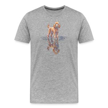 Poodle with water reflection - Men's Premium Organic T-Shirt - heather grey - Front - Damien (186cm)