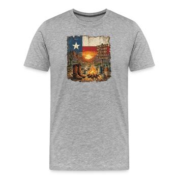 Art de la signalisation du voyage sur la route dans le désert - T-shirt bio Premium Homme - gris chiné - Devant - Damien (186cm)
