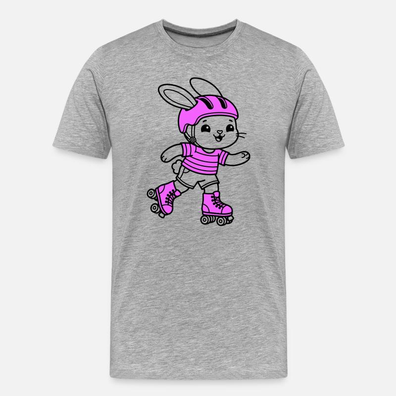 Rollschuhmädchen - Männer Premium Bio T-Shirt - Grau meliert