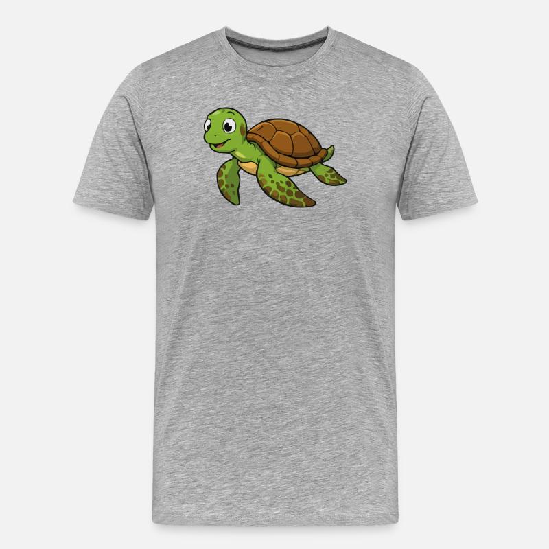 Cuddly turtle illustration - Men's Premium Organic T-Shirt - heather grey