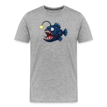 Poisson-grenouille des profondeurs avec lumière - T-shirt bio Premium Homme - gris chiné - Devant - Damien (186cm)