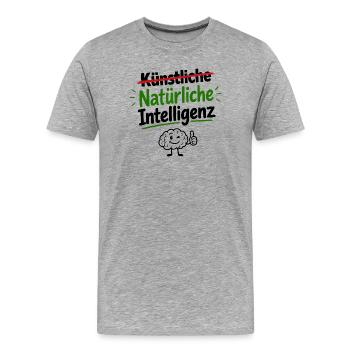 Natürliche Intelligenz gibt es auch (noch) - Männer Premium Bio T-Shirt - Grau meliert - Vorne - Damien (186cm)