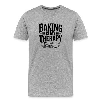 Baking Is My Therapy - Men's Premium Organic T-Shirt - heather grey - Front - Damien (186cm)